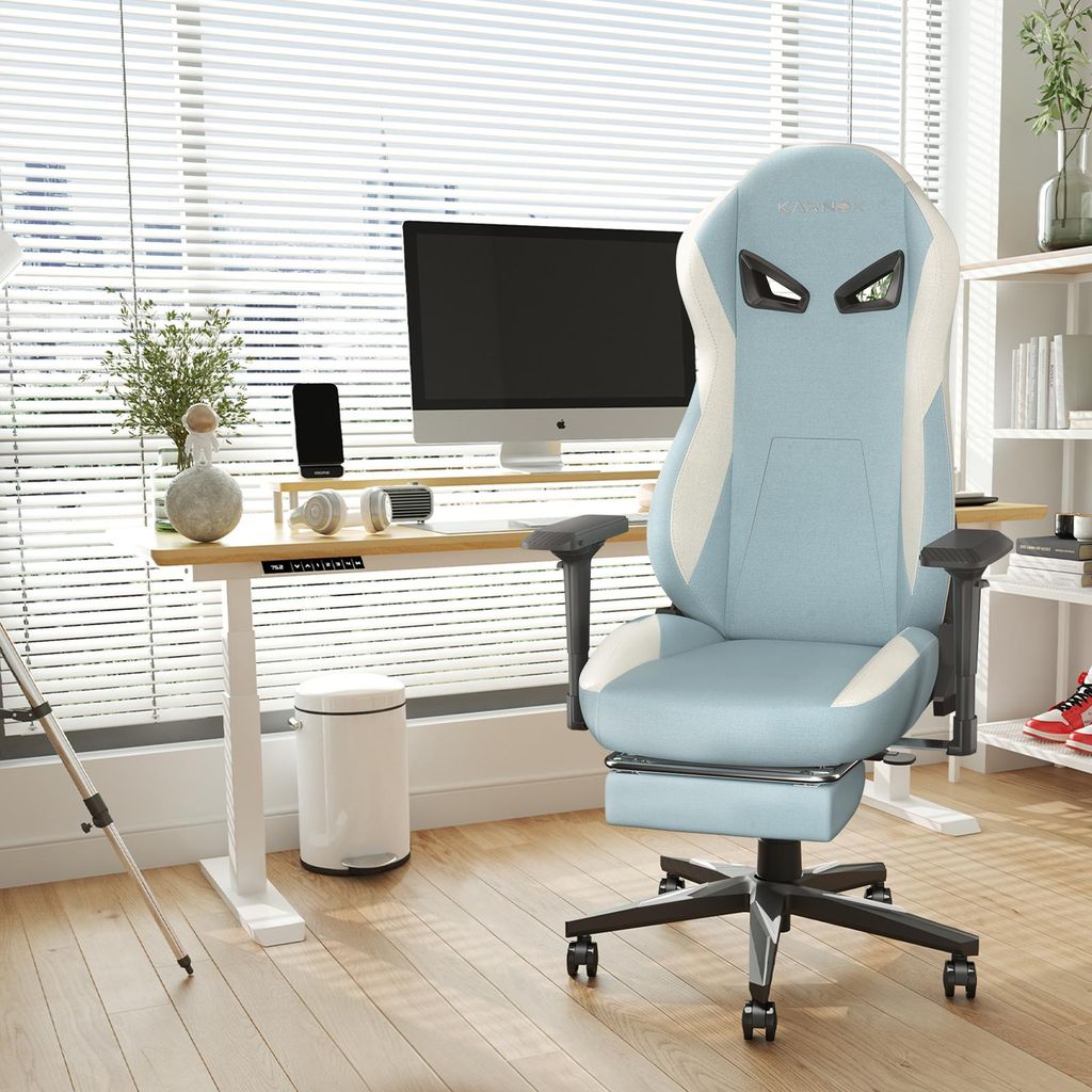 KARNOX Gaming Stuhl Ergonomisch mit Fußstütz, Bürostuhl Ergonomisch, Schreibtischstuhl, 150 kg belastbarkeit, 4D-Armlehnen, Atmungsaktiv inkl.