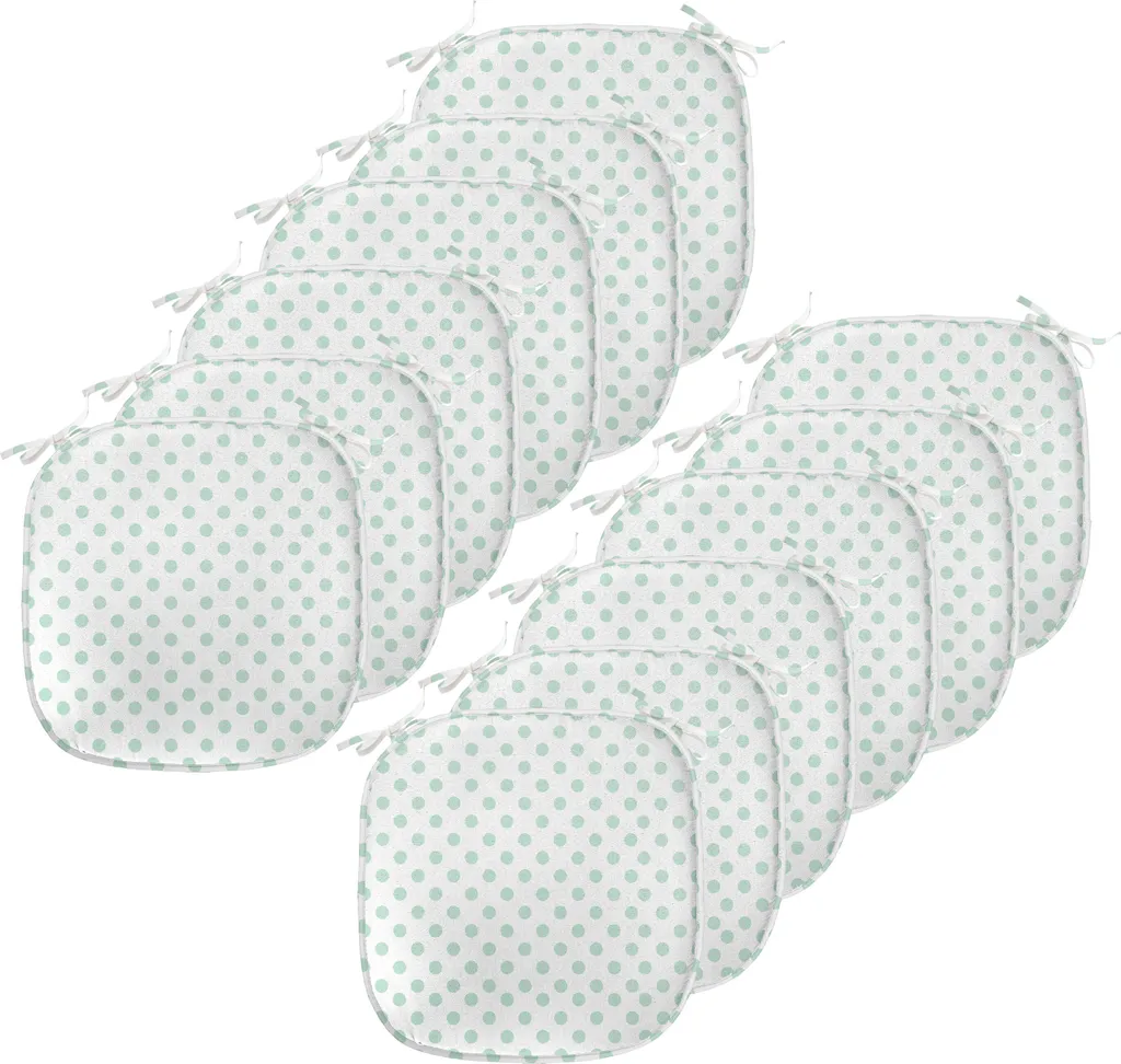 ABAKUHAUS Rivestimento verde per sedie da sala da pranzo, Pastelltupfen-Baby, Cuscino decorativo impermeabile con cinturini per sedie da cucina, 40 cm x 40 cm - confezione da 12, verde menta e bianco