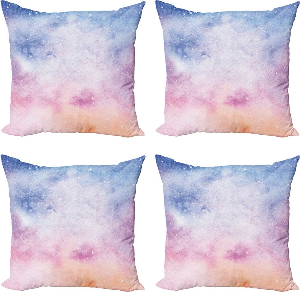 ABAKUHAUS Navy und Blush Kissenbezug Set (4 Stück), Soft-Nebel, Moderner Doppelseitiger Digitaldruck, 45 cm x 45 cm, Blau, Rosa, Lachs