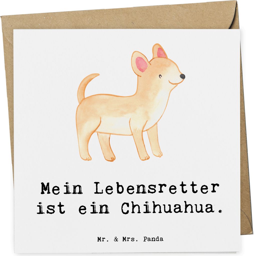 Mr. & Mrs. Panda Grußkarte Chihuahua Lebensretter - Weiß - Geschenk, faltkarte, doppelkarte, Glückwunschkarte, Klappkarte, anlasskarte