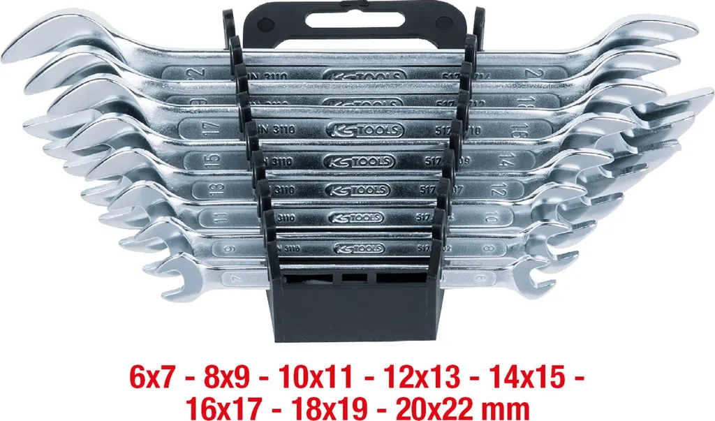KS TOOLS 517.0148 Jeu de 8 Clés à Fourche Double de 6x7 à 20x22 mm
