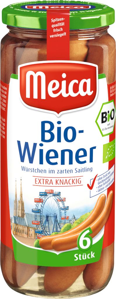 Meica 6 Wiener biologische worst (250 g) Productafbeelding 