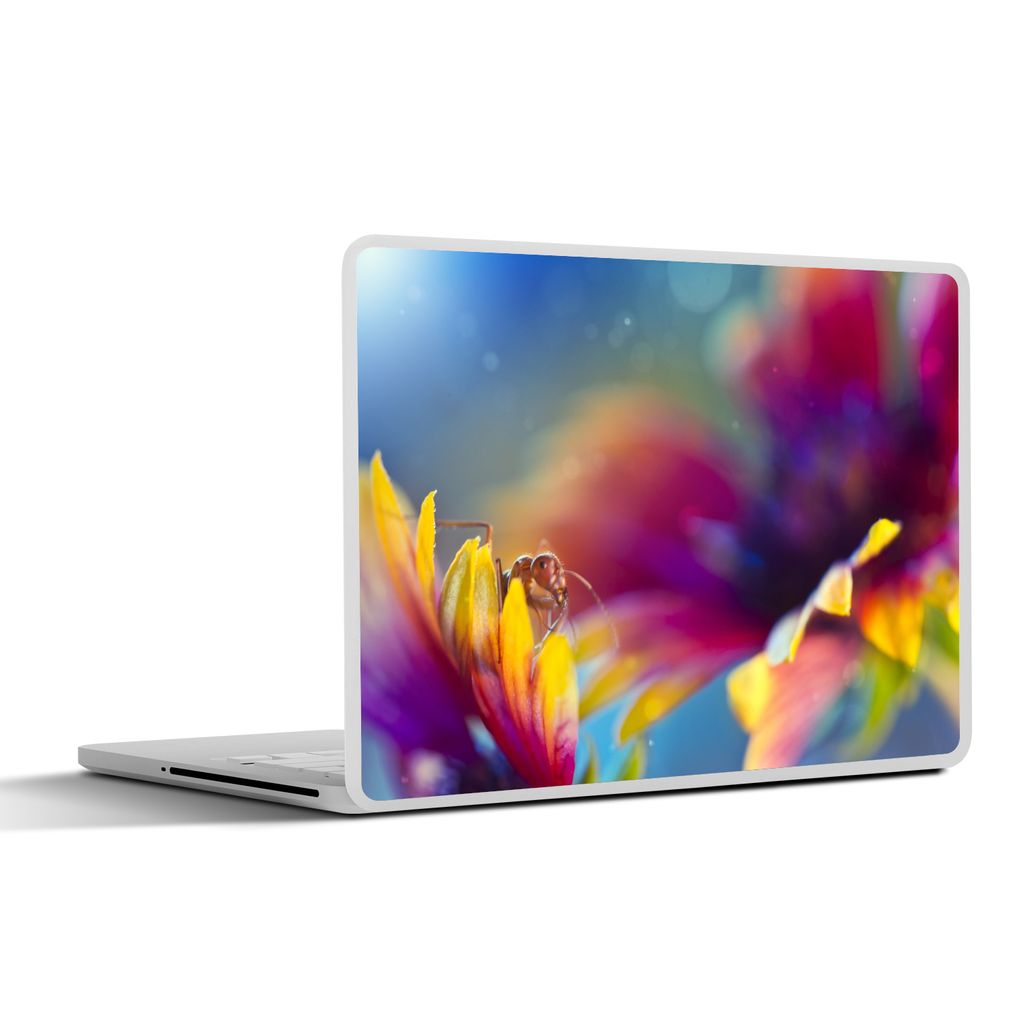 MuchoWow Laptop Aufkleber Sticker Cover Ameise - Blumen - Regenbogen 32.5x23.5 cm - Sticker für Laptop - Selbstklebend