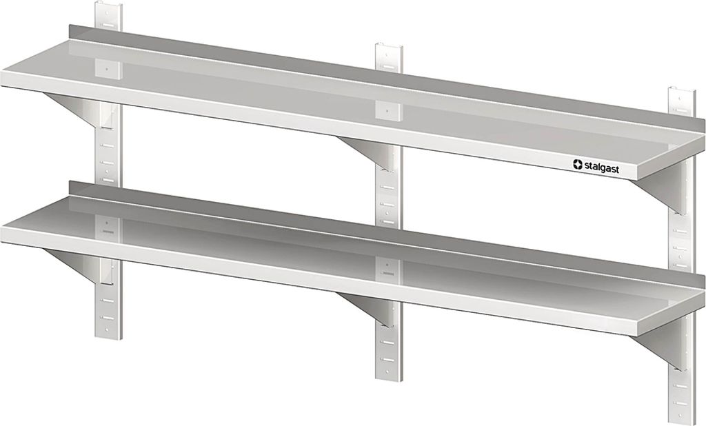 Doppel-Wandbord mit Konsolen, und Wandschienen, 1500x300x660 mm, höhenverstellbar, verschweißt