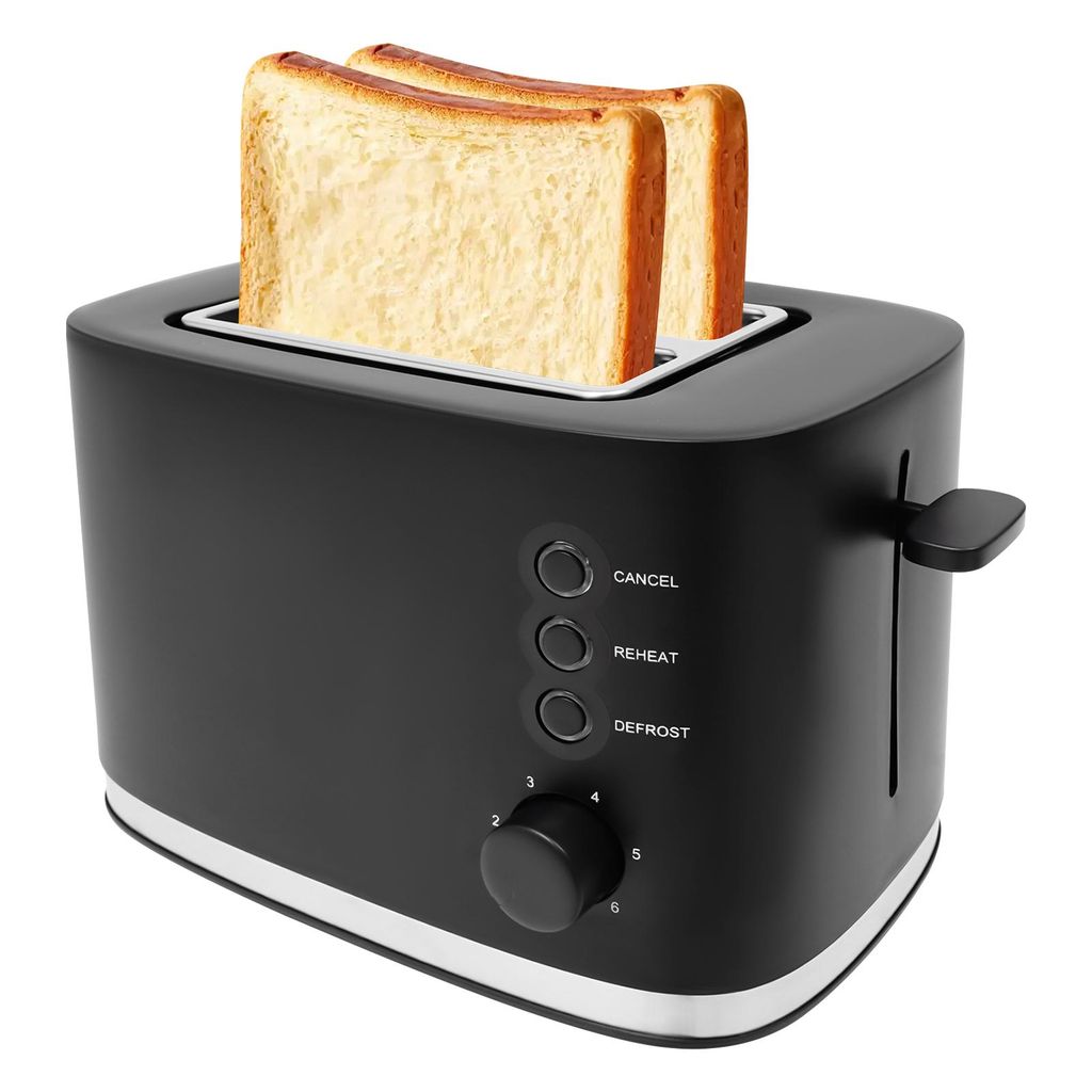 2-Scheiben Toaster mit breitem Schlitz Edelstahl Schwarz für kleine Wohnungen, Büroküchen