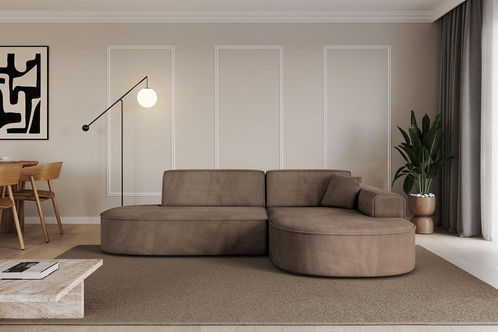 ALTDECOR Ecksofa in L-Form MARI-L1 - 243x171x79,5 cm Braun - Corner Sofa Bett Eckcouch Couch Wohnlandschaft Cauchsofa