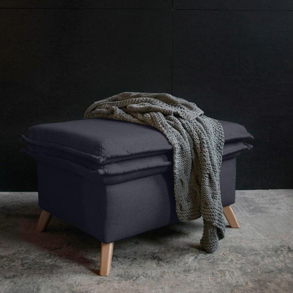 MIUFORM Charming Charlie Pouf XL Slim - Sitzpouf - 90x70cm - Anthrazit - Fußablage Hocker Sitzhocker