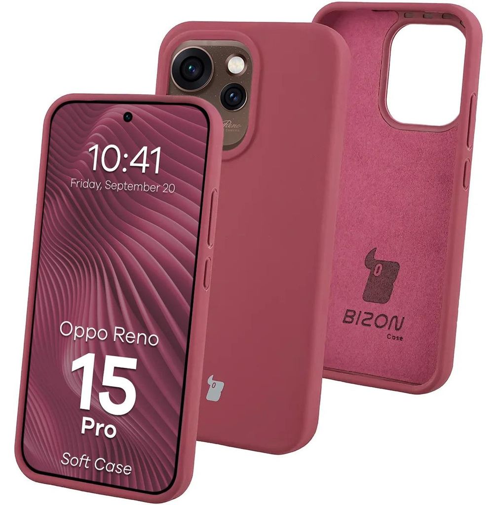 Silikon Handyhülle für Oppo Reno 15 Pro, Bizon Soft Case, Pflaumenfarbe