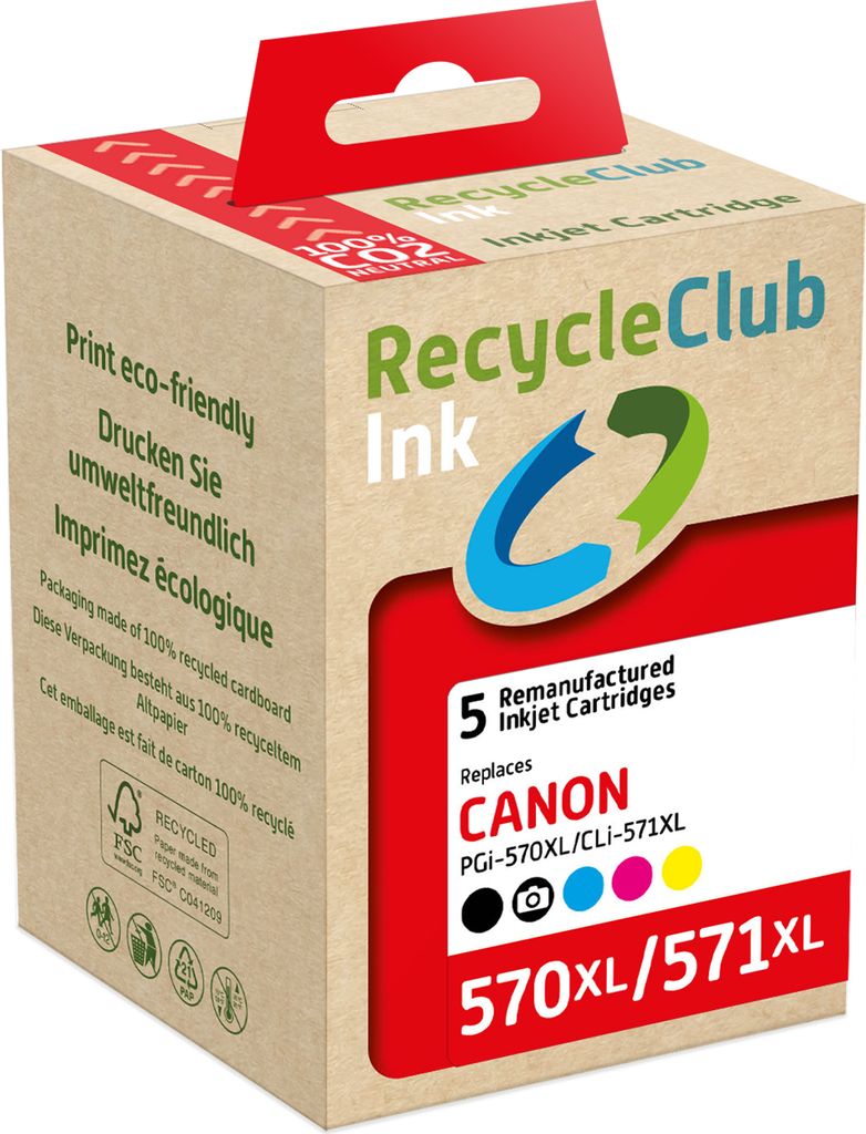 RecycleClub Patrone kompatibel mit Canon PGI-570 XL/CLI-571 XL Multipack K10519RC
