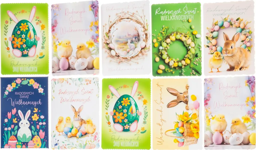 Cartes de Pâques polonaises exclusives : motifs floraux et lot de 10