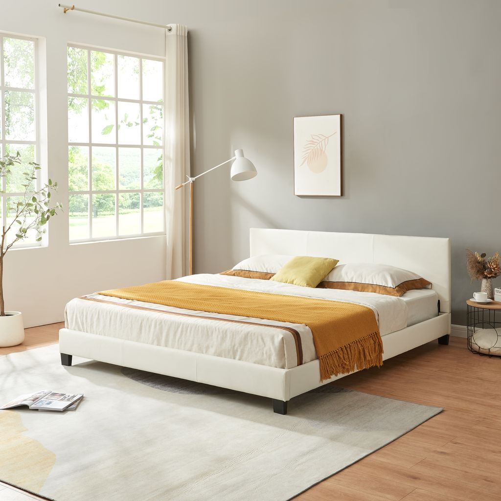 Doppelbett 'Albacete' Polsterbett 160x200cm Bettgestell Bett Lattenrost Weiß