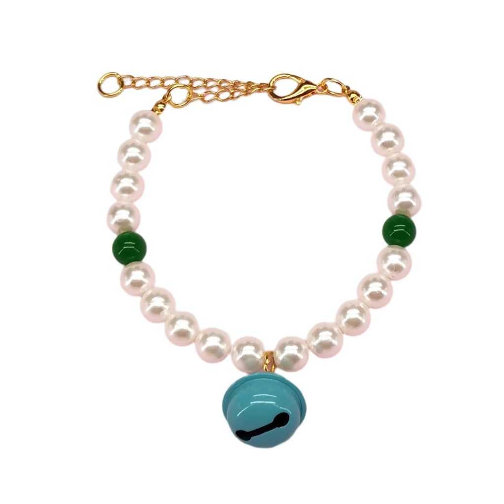 Haustier Halskette Verstellbare Fake Perle Dekorative Glocke Charm Katze Hund Halskette Halsband Haustierbedarf