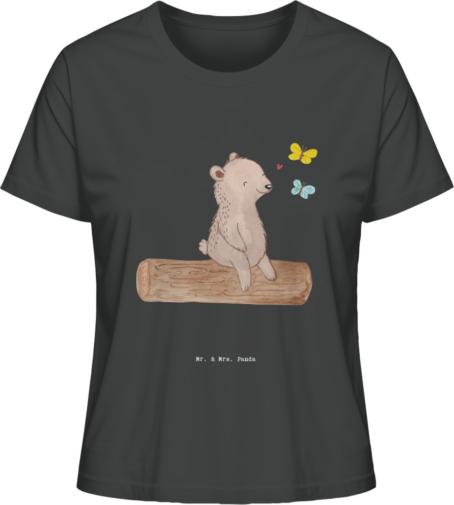 Mr. & Mrs. Panda Damen Basic T-Shirt Bär Naturliebhaber Größe M - Anthrazit - Geschenk, Shirt, Kurzarmshirt, für Frauen, Nature Lover, Baumwoll...