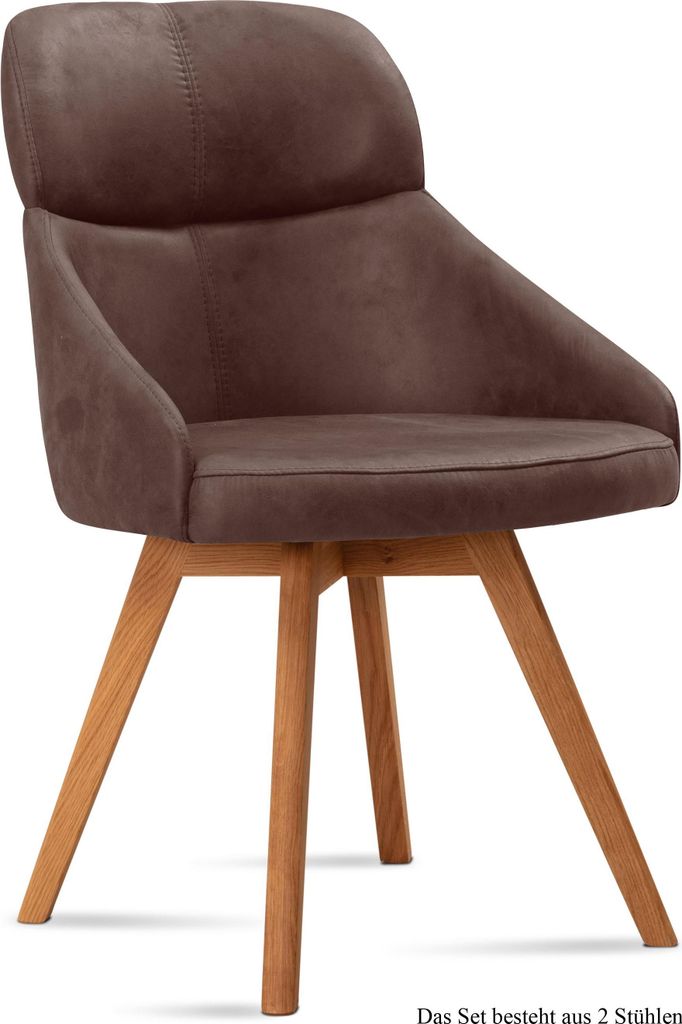 Esszimmerstuhl (2er-Set) Donna 52x82x63 Eiche geölt/Braun