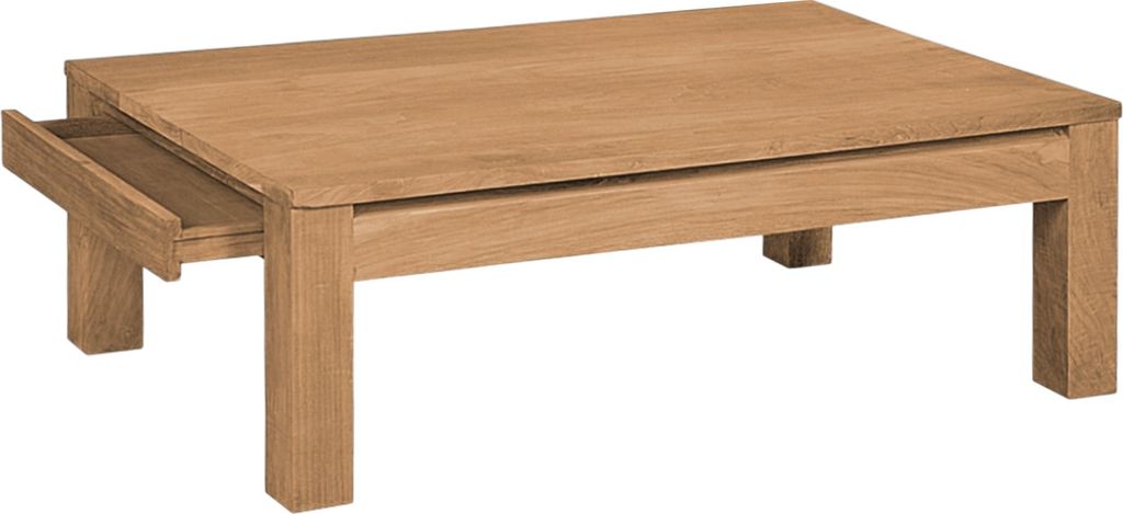 Teako Design Couchtisch Hagby Teakholz mit Schubkasten 120x75cm