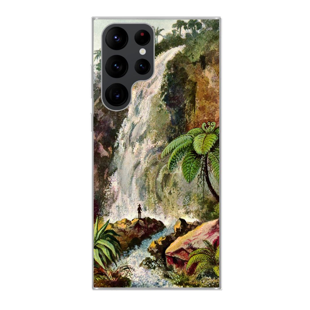 MuchoWow Handyhülle Schutzhülle Hülle für Samsung Galaxy S22 Ultra Wasserfall - Kunst - Alte Meister Silikon Softcase Handy Hülle - Abbildung