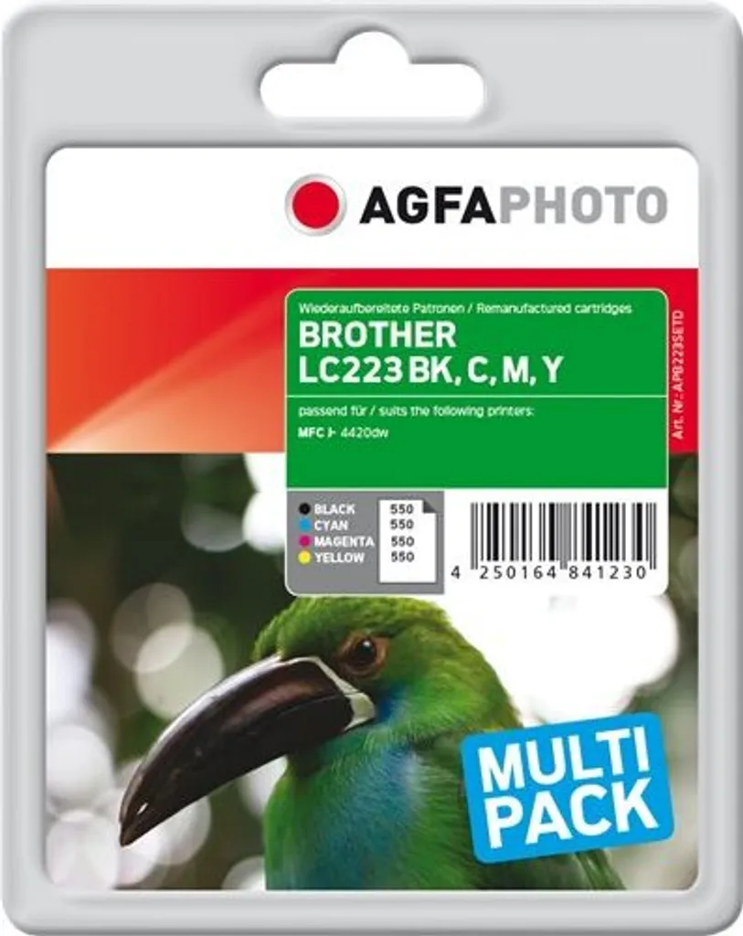 AgfaPhoto Lot de 4 cartouches d'encre Multipack Noir et Couleur