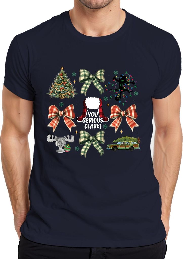 You Serious Clark Weihnachtsbaum Griswold Auto Lichterkette Retro Herren T-Shirt, Navy, XXL