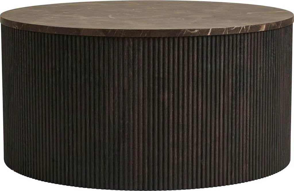 Lisa Design Finn Table Basse Effet Marbre et Pieds en Tasseaux de Bois 80cm