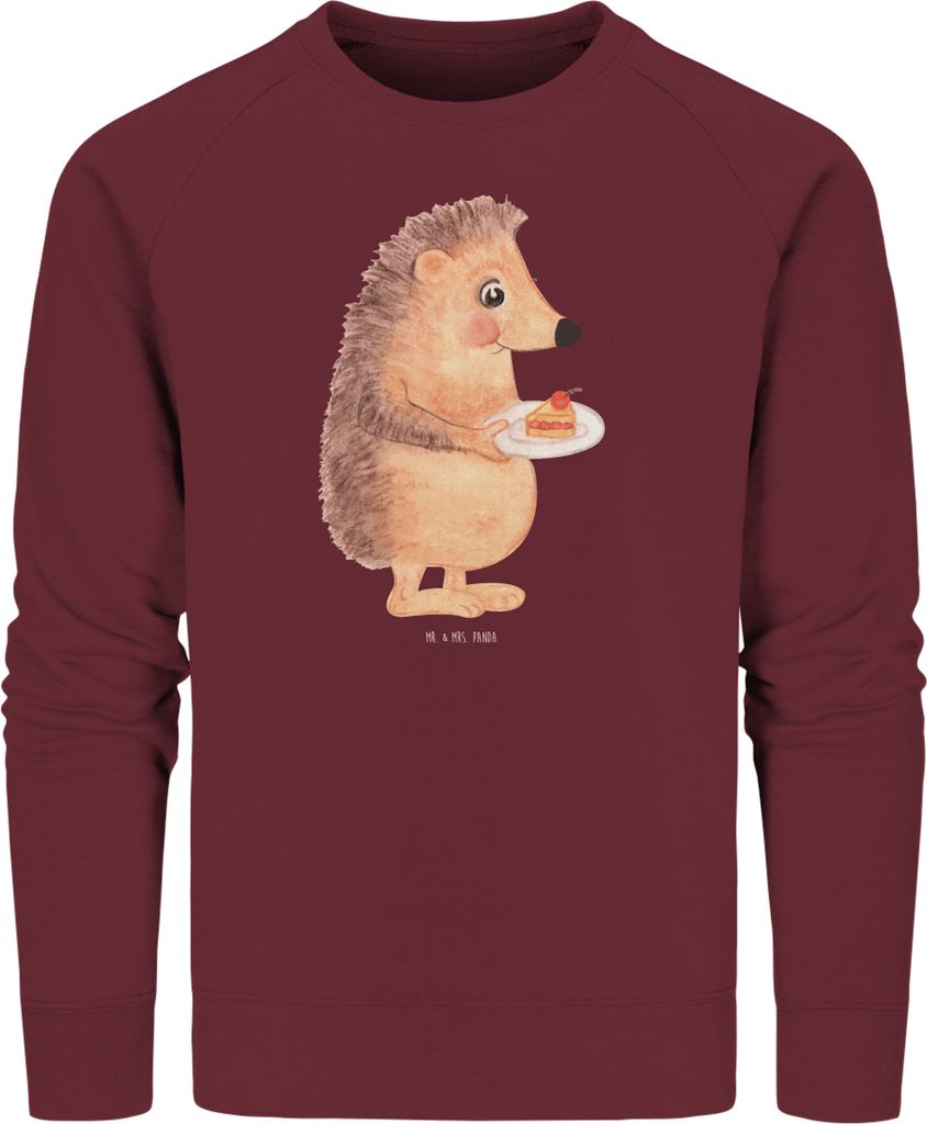 Mr. & Mrs. Panda Nachhaltiger Pullover Igel Kuchenstück Größe XL - Burgundy - Geschenk, Kuchen Backen, Sweater, Geburtstagskuchen, Sweatshirt, P...