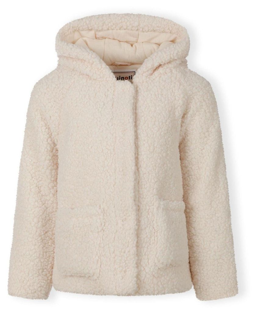 Minoti - Jacke für Mädchen, mit Kapuze, Teddy-Stoff MN538 (98) (Weiß)