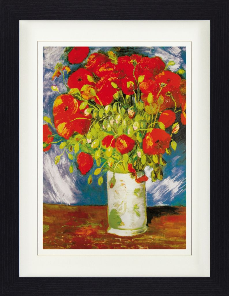 Vincent Van Gogh Gerahmtes Bild Mit Edlem Passepartout | Wand-Bilder | Im Bilderrahmen - Vase Mit Rotem Klatschmohn, 1886 (40 x 30 cm)