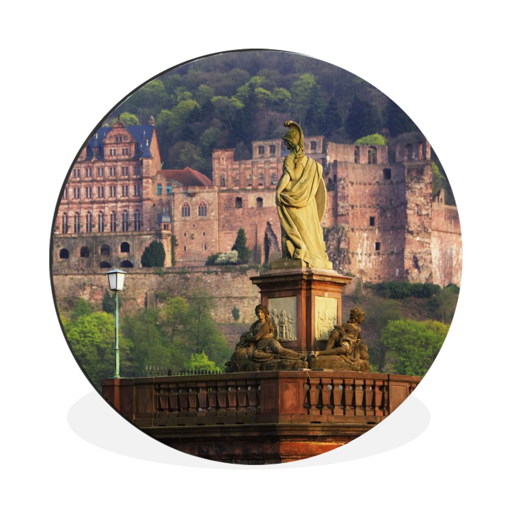 MuchoWow Aluminium Wandkreis Marienstatue vor dem Heidelberger Schloss Ø 30 cm Wanddeko Modern Wohnzimmer - Wand Bild - Wohnzimmer - Runde Bilde...