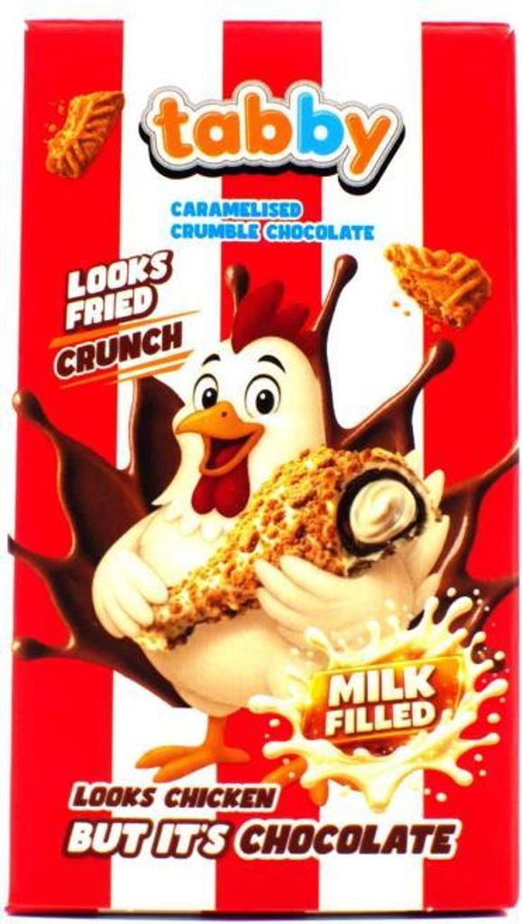 tabby Chicken Caramelised Crumble Chocolate Milk Filled 50g Produktbild 