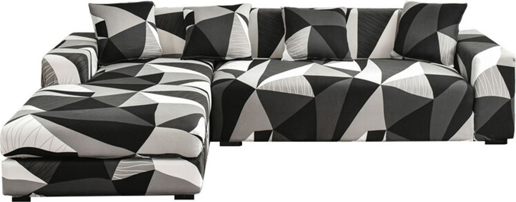 2 Stück Stretchbedruckte Sofa Bezüge Sofa Schoner für 4 Kissensofas elastischer Universal-Möbelschutz mit vier en Kissenbezug (3-Sitzer, Dreifa...
