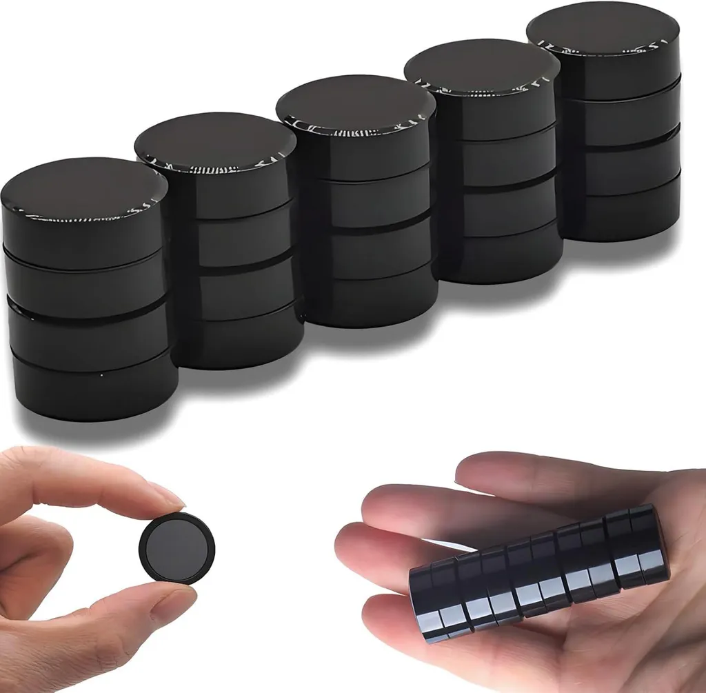 Aimants de Réfrigérateur Ronds et Noirs - Set de 20 Aimants de Cuisine