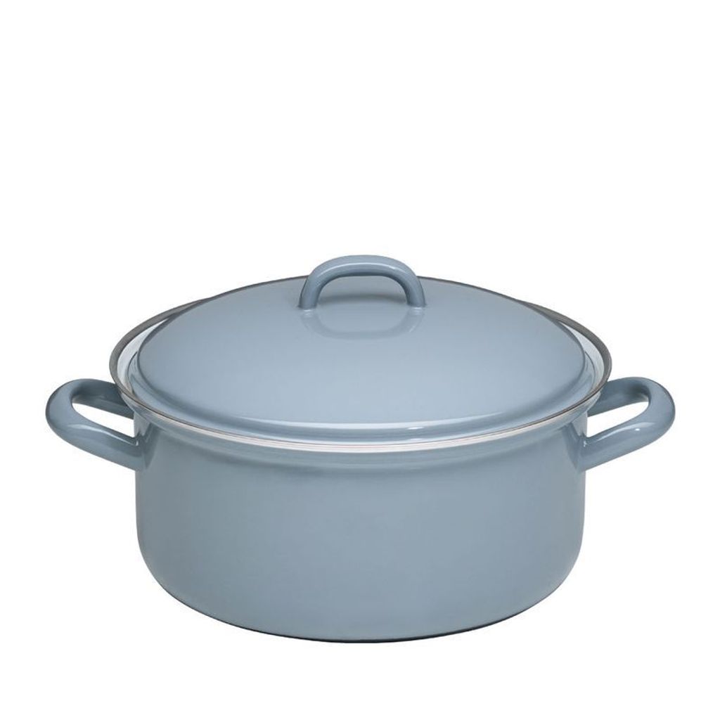 Riess Emaille Kasserolle mit Deckel Ø 22 cm, 3 l Pure Grey Produktbild 