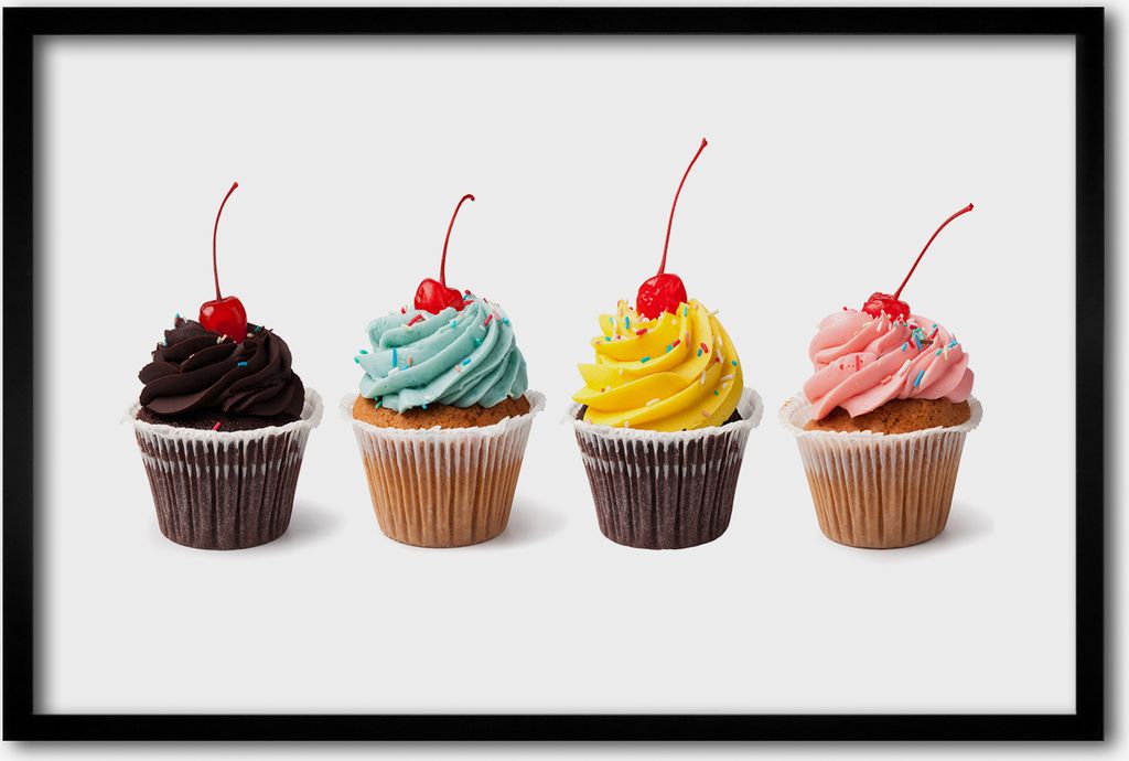 Bild 60x40 MDF-Rahmen, Wandkunst Cupcakes