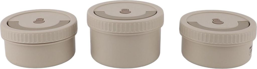 Isolierte Lebensmittelbehälter Beige 316 Edelstahl rund versiegelt auslaufsicher mit Tasche isoliert Bento Box für Schule Büro 3pcs