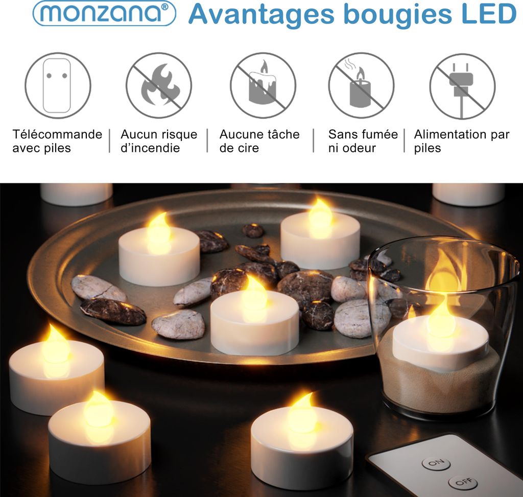 MONZANA® 10x Bougie LED chauffe plat sans flamme Image du produit 