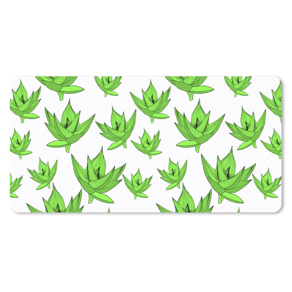 MuchoWow Schreibtischunterlage Aloe Vera - Muster - Pflanzen 80x40 cm - XXL Mauspad - Gaming Mauspad