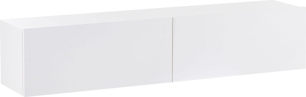 BELIANI TV-Möbel Weiß Faserplatte 140 cm Hängend 2 Türen Einfarbig Schmal Modern Schlicht TV-Hängeschrank Fernsehschrank TV-Lowboard Wohnzimmer