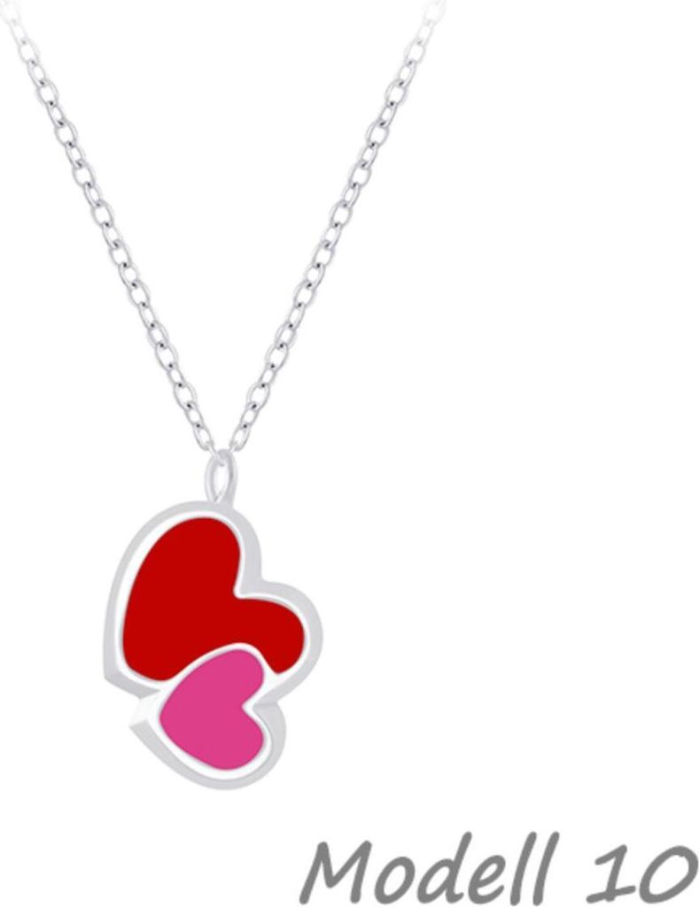 Herz Schmuck: bunte Kinder Ohrringe oder Kette Silber 925 Modell 10