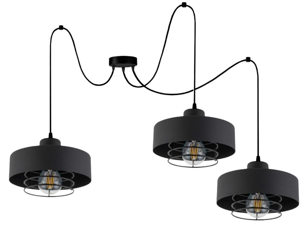 KAR-LIGHTING Pendelleuchte 3-flammig Schwarz, Metall – höhenverstellbar für Esszimmer & Wohnzimmer, E27-Fassung