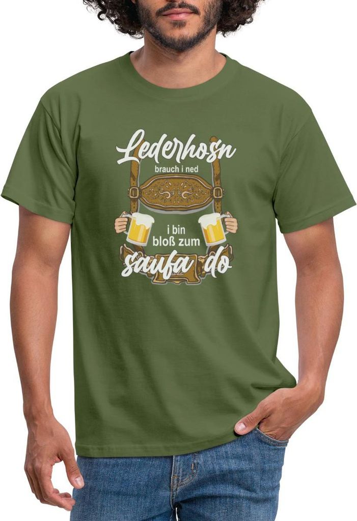 Spreadshirt Bayerische Tracht Lederhosn Party Spruch Männer T-Shirt, 3XL, Militärgrün