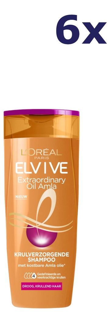 6x L'Oreal Elvive Shampoo Extraordinary Krulverzorging Oil 250 ml
