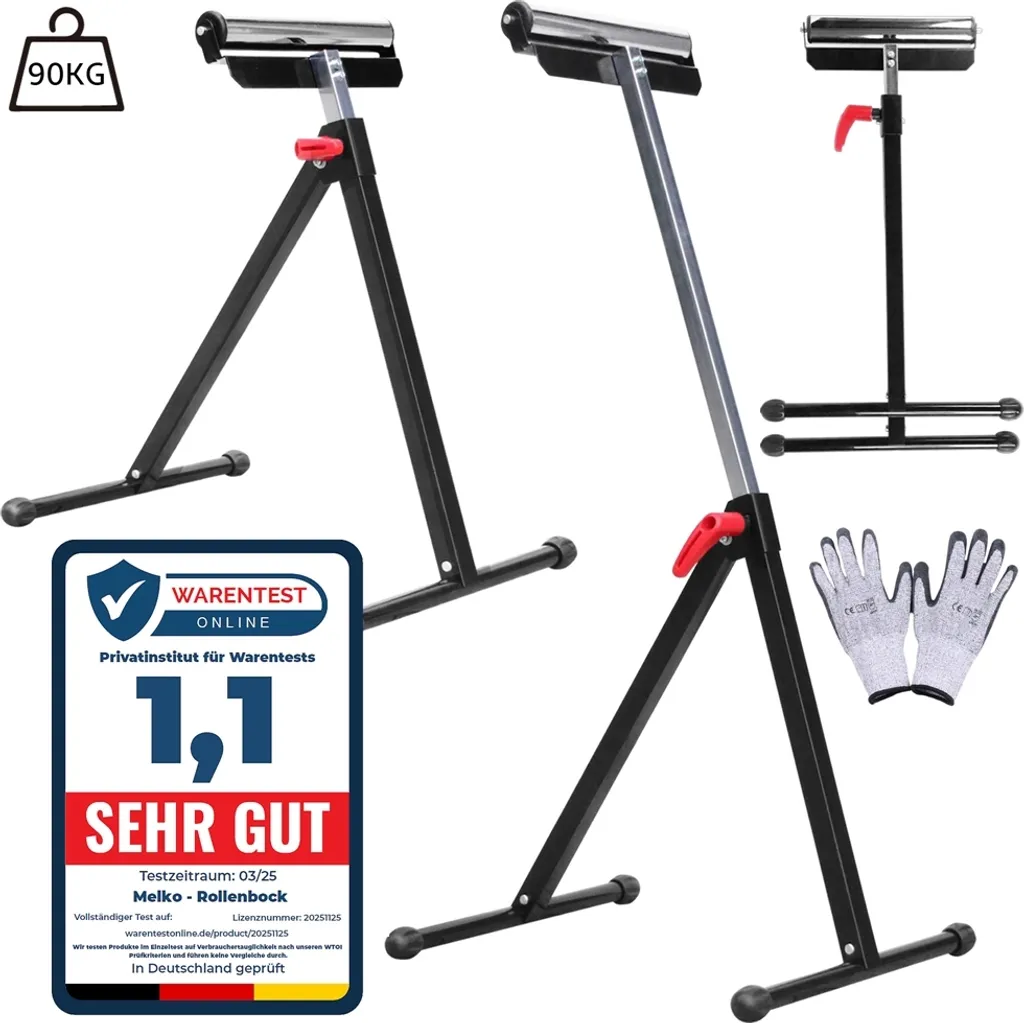 Supporto a Rulli Regolabile 66-105cm | Portata 90kg per Officina