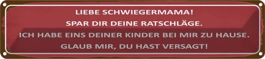 vianmo Blechschild 10x46 cm liebe Schwiegermama spar dir Familie Freunde