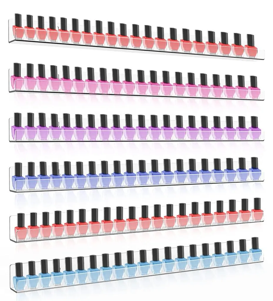 Présentoir vernis à ongles acrylique 61 cm - Lot de 6 étagères murales