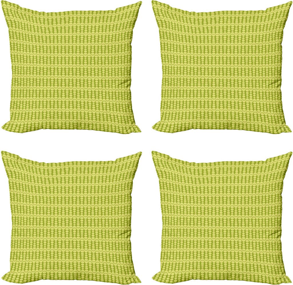 ABAKUHAUS Beschwingt Kissenbezug Set (4 Stück), Minimalistic Grüne Geometrie, Moderner Doppelseitiger Digitaldruck, 45 cm x 45 cm, Avocado-Grün