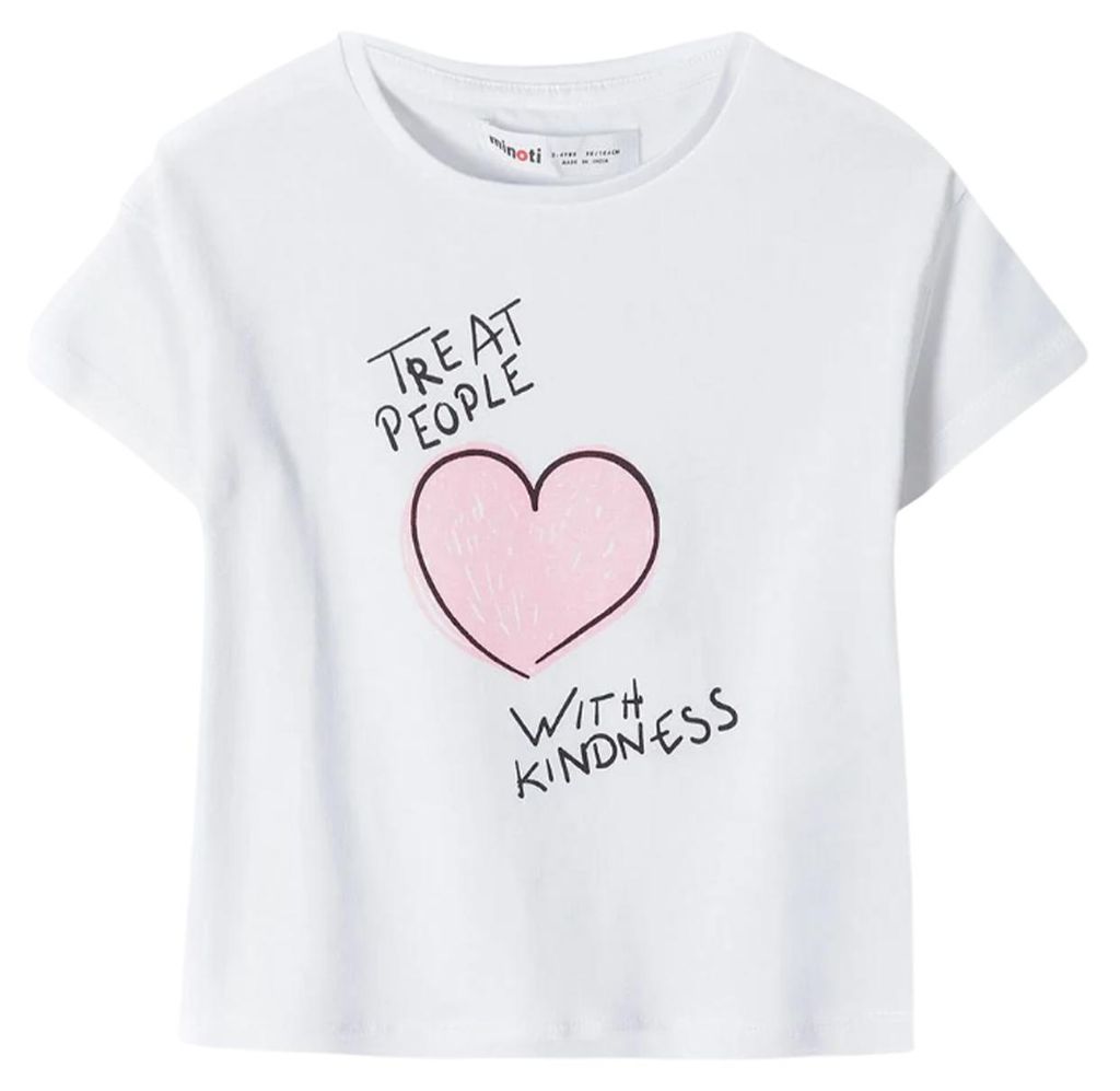 Minoti - T-Shirt für Mädchen, kurzärmlig MN135 (86) (Weiß)