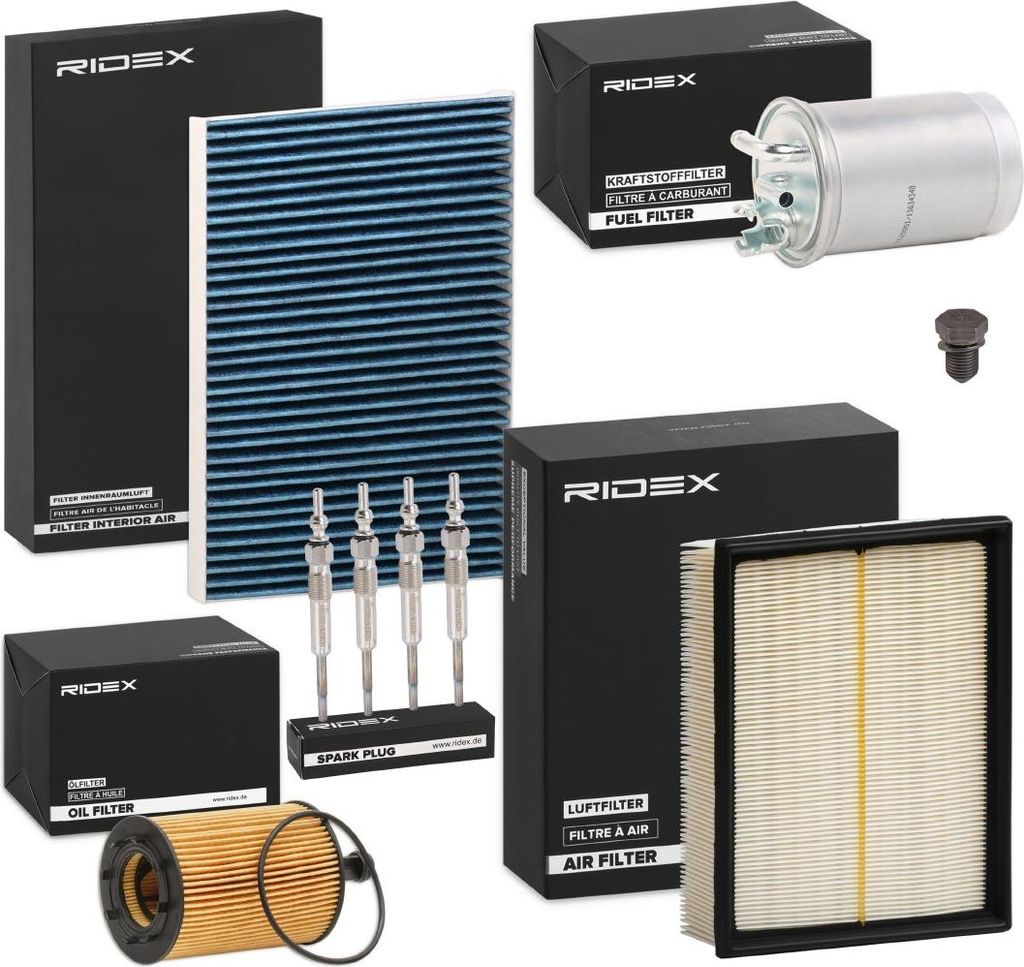 RIDEX Inspektionspaket Filterset für AUDI A4 Avant (8ED, B7) A4 Limousine (8EC, B7) A4 Cabrio (8H7, B6, 8HE, B7)