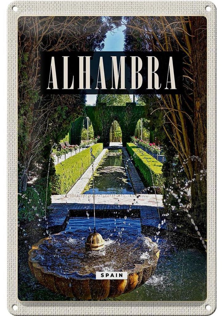 Blechschild Reise 20x30cm Alhambra Spain Spanien Natur