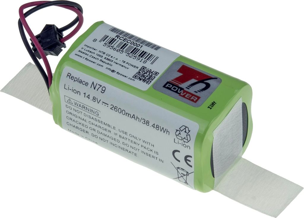 T6 Power Akku für Eufy RoboVac G30 Edge, Li-Ion, 14,8 V, 2600 mAh (38,48 Wh), grün