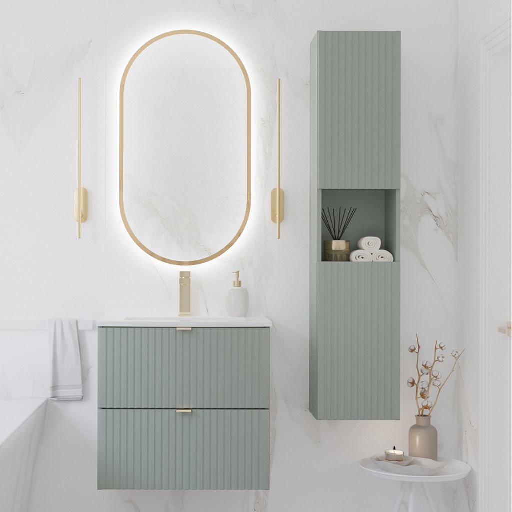 Badmöbel Set 3-teilig in grün mit 60cm Waschtisch, NEWPORT-56-GREEN