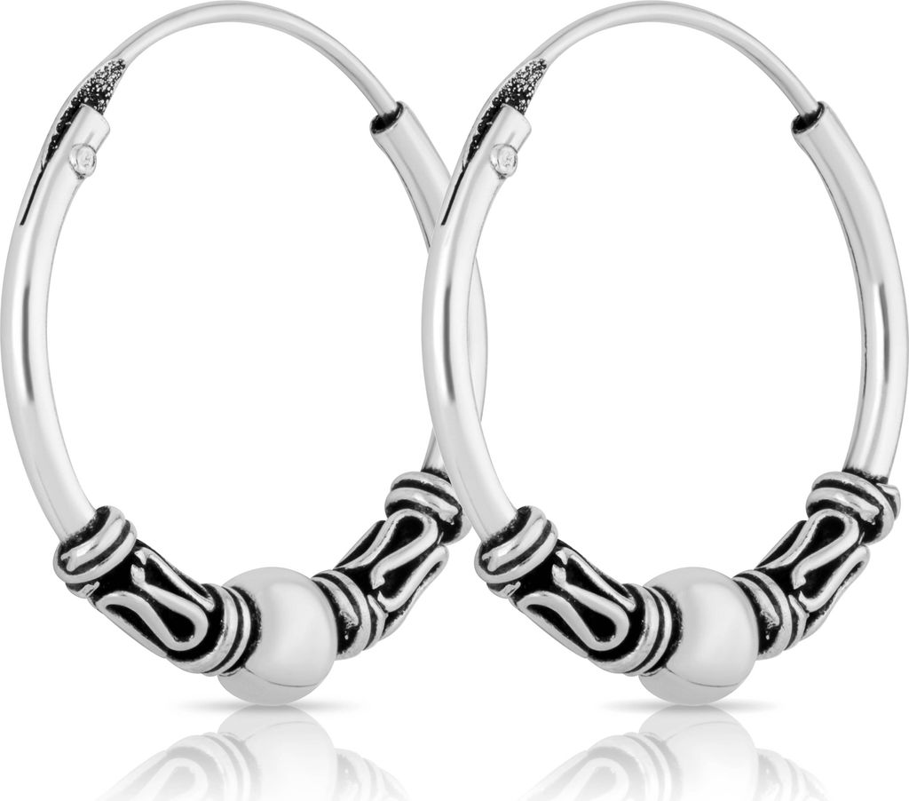 Paar Bali Creolen 16mm aus 925 Sterling Silber Mittelalter Gothic Ohrringe 2577